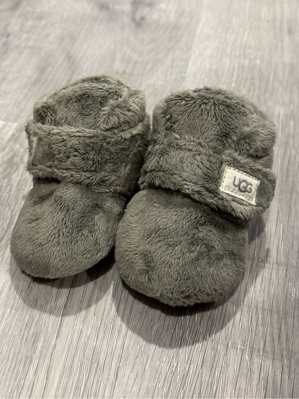 UGG Baby Gray Plush Booties - Cozy Infant Slippers